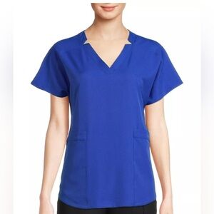 Climate Right Cuddl Duds Women’s Woven Twill Scrub Top V-neck  Blue XS